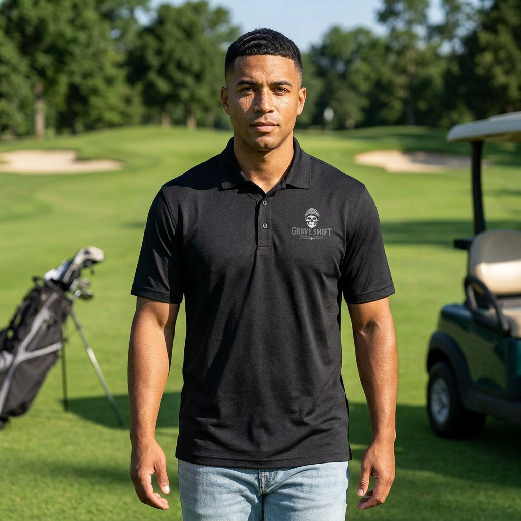 Grave Shift Skull Logo Polo Shirt — Embroidered Workwear